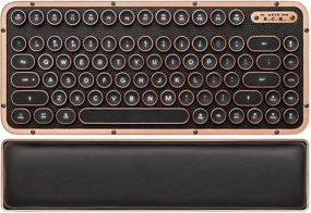 img 4 attached to AZIO Retro Compact Keyboard - Bluetooth/USB Wired Vintage Backlit Leather Mechanical Keyboard with Arm Rest for Mac and PC (MK-RCK-L-03-US)