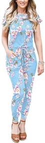 img 3 attached to DouBCQ Ladies' Shortsleeve Jumpsuits - Elastic Waist with Convenient Pockets