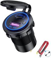 🔌 high-powered 48w usb c car charger socket with pd & qc 3.0 – blue logo