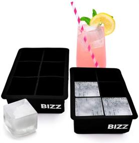 img 4 attached to 🧊 Bizz Silicone Ice Molds (2-Tray Set) - Cube, Flexible & Reusable for Whiskey, Bourbon, Cocktail, and Drinks - BPA Free & Easy to Freeze & Remove Contents