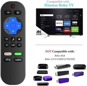 img 2 attached to 📺 Motiexic Universal Remote Control Replacement for Hisense Roku TV HU-RCRUS-20 with Volume Control, TV Power Button, and 4 Channel Shortcuts Key