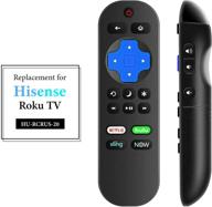 📺 motiexic universal remote control replacement for hisense roku tv hu-rcrus-20 with volume control, tv power button, and 4 channel shortcuts key logo