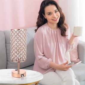 img 3 attached to 💡 USB and Outlet Bedside Table Lamp, Crystal Lampshade included