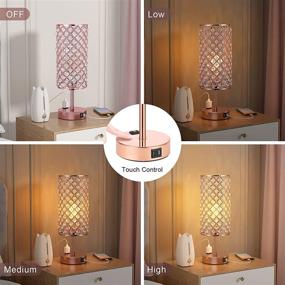 img 2 attached to 💡 USB and Outlet Bedside Table Lamp, Crystal Lampshade included