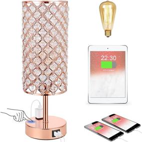 img 4 attached to 💡 USB and Outlet Bedside Table Lamp, Crystal Lampshade included