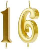 captivating mart 16th birthday candles & gold 🎂 number 16 cake topper: perfect decorations for unforgettable celebrations logo