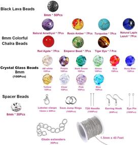 img 3 attached to 📿 625Pcs Lava Stone Beads Crystal Glass Chakra Beads Kit with Spacer Beads and Jewelry Findings - Necklace Chain Accessories for Essential Oils Diffuser, Adult DIY Jewelry Necklace