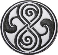 🔴 official doctor who seal of rassilon embroidered patch: black on white, 3 1/2" diameter - high-quality collectible for fans logo