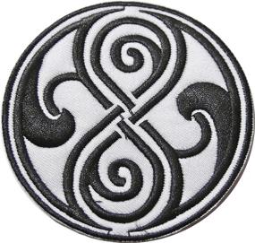 img 1 attached to 🔴 Official Doctor Who SEAL OF RASSILON Embroidered PATCH: Black on White, 3 1/2" Diameter - High-quality Collectible for Fans