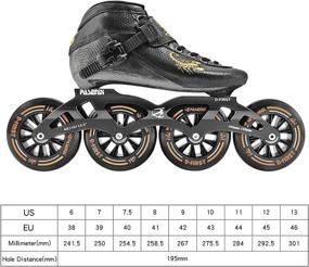 img 3 attached to High-Performance PASENDI Professional Carbon Fiber Speed Skates for 🔥 Adults – Black Inline Skate Shoes with Single-Row 4-Wheel Design