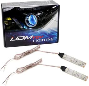 img 4 attached to 🔵 iJDMTOY (2) v2 Blue 3-SMD-5050 LED Modules for Car Motorcycle Headlight Demon Eyes Retrofit
