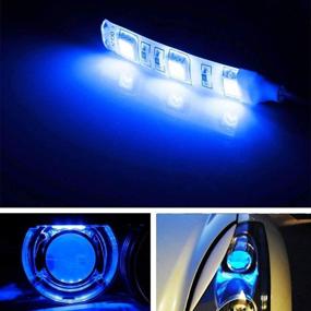 img 3 attached to 🔵 iJDMTOY (2) v2 Blue 3-SMD-5050 LED Modules for Car Motorcycle Headlight Demon Eyes Retrofit