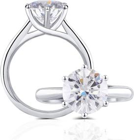 img 4 attached to 💍 DovEggs 3ct 9mm G-H-I Heart Arrows Cut Moissanite Engagement Ring: Stunning Sterling Silver Design for Women