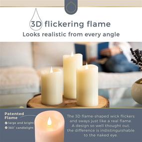 img 3 attached to 🕯️ Simply Collected Flickering Flameless Candles with Timer - 800+ Hours Realistic 3D Moving Flame, Battery Operated LED Candle, Ivory - 3x5 Inches