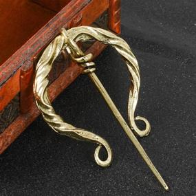 img 2 attached to 🪡 Authentic QIHOO Vintage Viking Norse Fibula Penannular Brooch: Exquisite Apron Buckle Clasp Cloak Pin