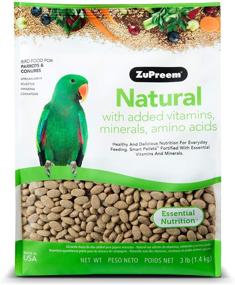 img 4 attached to ZuPreem Natural Bird Food Smart Pellets for Parrots and Conures - Made in USA, Packed with Essential Nutrients for Caiques, African Greys, Senegals, Amazons, Eclectus - 3 lb Bag (2-Pack)