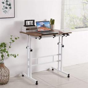 img 2 attached to Mobile Stand Up Desk with Adjustable Height and Rolling Wheels - Ideal for Home Office, Workstation, Computer, Laptop - Sit or Stand