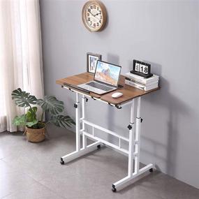 img 3 attached to Mobile Stand Up Desk with Adjustable Height and Rolling Wheels - Ideal for Home Office, Workstation, Computer, Laptop - Sit or Stand