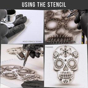 img 1 attached to 💀 Day of The Dead Sugar Skull Airbrush Stencil Set - Customizable Design #14 in 3 Scales - Laser Cut Reusable Templates