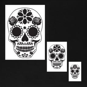 img 2 attached to 💀 Day of The Dead Sugar Skull Airbrush Stencil Set - Customizable Design #14 in 3 Scales - Laser Cut Reusable Templates