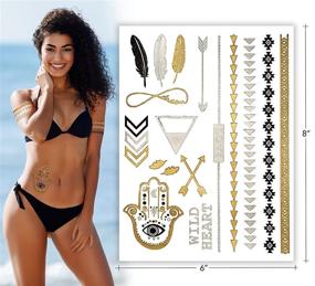 img 2 attached to Terra Tattoos Metallic Gold Henna Temporary Tats – 75+ Mandala Tattoos with Feathers, Dream Catcher, and Arrows – Waterproof, Nontoxic, and Long-Lasting for Beach, Festivals, and Parties