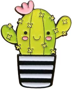 img 1 attached to 🌵 Set of 3 Cute Cactus Enamel Pins - 2 Adorable Cactus Girls and 1 Cactus Guy - 1 Inch Funny Backpack, Hat, Clothing, and Jean Pins - Charming Accessories for Cute Jewelry