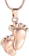 👶 stainless steel footprint cremation (ashes) pendant necklace - mini urns jewelry for baby foot memorial keepsake & ashes holder logo