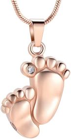 img 4 attached to 👶 Stainless Steel Footprint Cremation (Ashes) Pendant Necklace - Mini Urns Jewelry for Baby Foot Memorial Keepsake & Ashes Holder