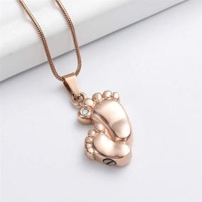 img 2 attached to 👶 Stainless Steel Footprint Cremation (Ashes) Pendant Necklace - Mini Urns Jewelry for Baby Foot Memorial Keepsake & Ashes Holder