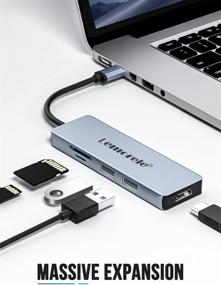 img 3 attached to 🔌 Лемореле USB C Hub 5-в-1: 4K 3D HDMI, порты USB 3.0, считыватель SD/TF-карт - совместим с MacBook Air 2020, Dell XPS 15, Surface Go 2, Chromebook Pixel USB C Hub