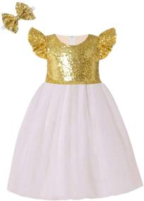 img 4 attached to 👸 Sparkling Princess: Cilucu Girl Sequin Ruffle Dress Tutu Flower Girls Dress for a Shimmering Charm