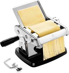 img 4 attached to 🍝 Befano Manual Pasta Maker: Stainless-Steel Pasta Machine with 6 Adjustable Thickness Settings and Pasta Cutter - Removable Design with Suction Cup for Easy Operation