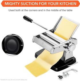 img 3 attached to 🍝 Befano Manual Pasta Maker: Stainless-Steel Pasta Machine with 6 Adjustable Thickness Settings and Pasta Cutter - Removable Design with Suction Cup for Easy Operation