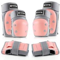 purpol kids youth adult knee pads elbow pads wrist guards 3 in 1 protective gear set for multi sports skateboarding inline roller-skating cycling biking bmx bicycle scooter (pink logo