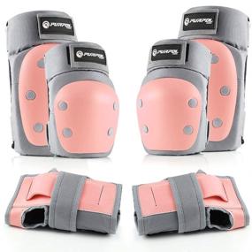 img 4 attached to Purpol Kids Youth Adult Knee Pads Elbow Pads Wrist Guards 3 In 1 Protective Gear Set For Multi Sports Skateboarding Inline Roller-Skating Cycling Biking BMX Bicycle Scooter (Pink