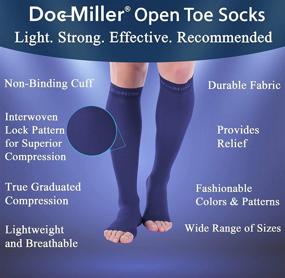 img 2 attached to 🧦 Doc Miller Open Toe Compression Socks - 1 Pair Support Stockings for Women & Men with 20-30mmHg Pressure for Travel, DVT, Shin Splints, Varicose Veins - Medical Grade Nurses Legging (Dark Blue, X-Large Tall)