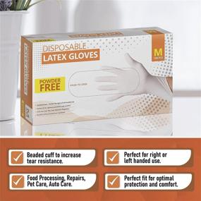 img 1 attached to Powder-Free Extra Large Disposable Latex Gloves (100 Gloves Per Box)