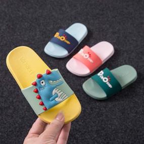 img 1 attached to 🦖 Maybolury Boys Girls Dinosaur Slippers Slide Sandals - Kids Indoor Outdoor Beach Pool Sandals with Anti-Slip Shower Slide – Comfy Home Slippers