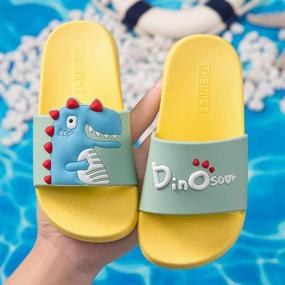 img 3 attached to 🦖 Maybolury Boys Girls Dinosaur Slippers Slide Sandals - Kids Indoor Outdoor Beach Pool Sandals with Anti-Slip Shower Slide – Comfy Home Slippers