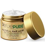 💆 truepure argan oil hair mask conditioner for dry damaged hair - deep conditioning hydrating hair repair treatment with coconut, caffeine, jojoba - promotes stronger, thicker & fuller hair growth - 8oz logo