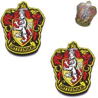 gryffindor house hogwarts crest logo patches set - odsp compatible 🦁 | iron-on & sewn decoration appliques, full color embroidered | emblem badges signs logo