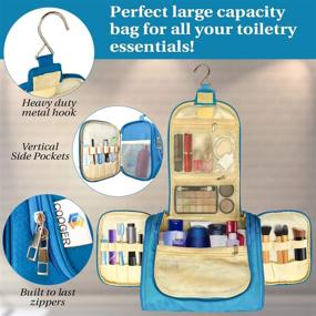 img 2 attached to 🧳 Cooger Hanging Travel Toiletry Bag - Waterproof, Large Capacity, Multi-compartment - Ideal for Women's Cosmetics & Men's Toiletries