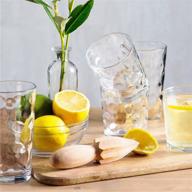 🍹 attractive and durable drinking glasses set - 16 clear glass cups, 8 highball (17oz) and 8 rocks glasses (13oz) - bubble design glassware for a wide variety of beverages incl. water, juice, beer, wine, cocktails logo