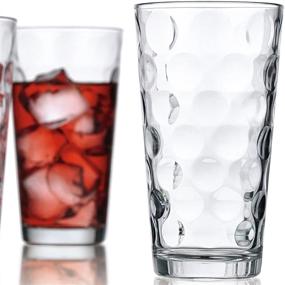 img 1 attached to 🍹 Attractive and Durable Drinking Glasses Set - 16 Clear Glass Cups, 8 Highball (17oz) and 8 Rocks Glasses (13oz) - Bubble Design Glassware for a Wide Variety of Beverages incl. Water, Juice, Beer, Wine, Cocktails