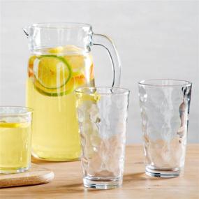 img 2 attached to 🍹 Attractive and Durable Drinking Glasses Set - 16 Clear Glass Cups, 8 Highball (17oz) and 8 Rocks Glasses (13oz) - Bubble Design Glassware for a Wide Variety of Beverages incl. Water, Juice, Beer, Wine, Cocktails