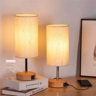 wooden bedside lamps with usb port - touch control & dimmable lights for bedroom - set of 2 логотип