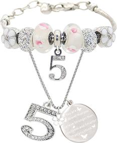 img 4 attached to 🎁 5th Birthday Gifts for Girls: Necklace and Bracelet Set for 5 Year Old Daughters