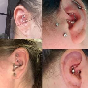 img 3 attached to 💎 QWALIT 16g 20g Daith Earrings: Heart Moon Piercing Jewelry for Women - Tragus Hoop, Surgical Steel Helix Cartilage Earring Hoop CZ, Small Hoop Earring in Silver & Rose Gold