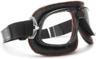 🏍️ bertoni vintage motorcycle goggles - black leather, orange stitching, anticrash lenses - af196b - motorbike aviator goggles logo