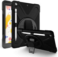 oribox anti-fall case for new ipad 8th/7th 10.2'', hybrid shockproof rugged drop protection cover with kickstand - black logo